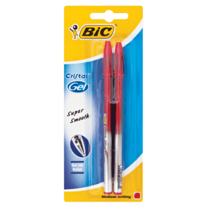 Bic Crystal Red Gel Pen 2 Pack - myhoodmarket