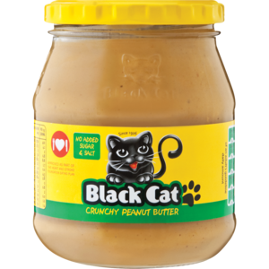 Black Cat No Salt Crunchy Peanut Butter Jar 400g