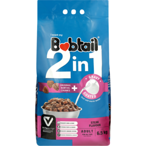 Bobtail 2-In-1 Adult Steak Flavoured Dog Food In Gravy 6.5kg