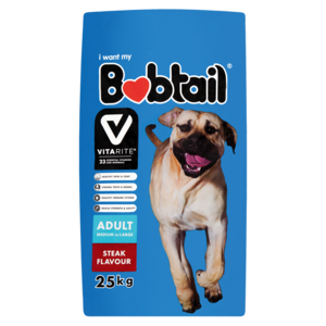 Bobtail Medium or Large Adult Steak Flavoured Dog Food 25kg