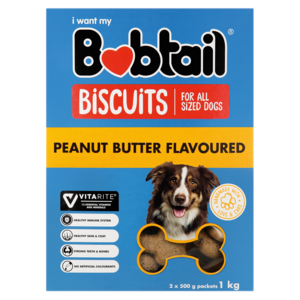Bobtail Peanut Butter Flavoured Dog Biscuits 1kg