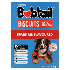Bobtail Spare Rib Flavoured Dog Biscuits 1kg