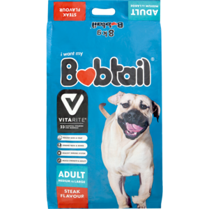 Bobtail Steak Flavoured Medium or Large Dog Food 8kg