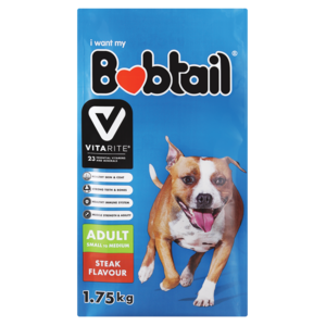 Bobtail Steak Flavoured Small Adult Dog Food 1.75kg