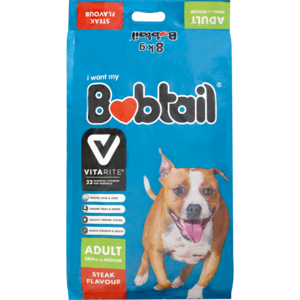 Bobtail Steak Flavoured Small or Medium Dog Food 8kg