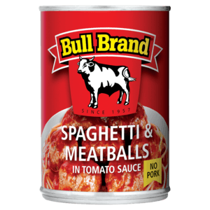 Bull Brand Spaghetti & Meatballs In Tomato Sauce Can 400g - myhoodmarket