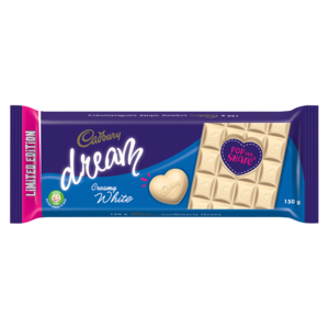 Cadbury Dream Pop Out Heart White Chocolate Slab 150g