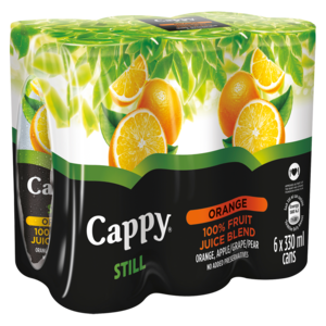 Cappy Still Orange Flavoured Fruit Juice Blend Cans 6 x 330ml