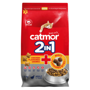 Catmor 2-In-1 Chicken Flavoured Chunks & Beefy Flavoured Bites Adult Cat Food 1.5kg