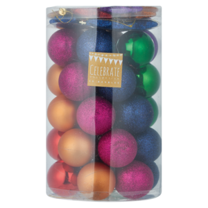 Celebrate Collection Assorted Balls & Stars In Tube 50 Piece