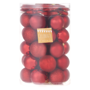 Celebrate Collection Red Christmas Balls & Stars 50 Piece