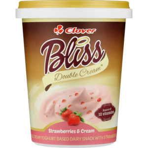 Clover Bliss Double Cream Strawberries & Cream Yogurt Based Dairy Snack 500g