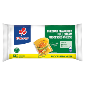 Clover Cheddar Flavoured Full Cream Processed Cheese Pack 360g