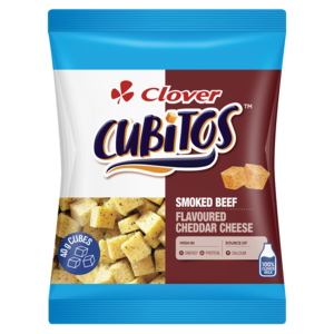 Clover Cubitos Smoked Beef Flavoured Cheddar Cheese Pack 40g