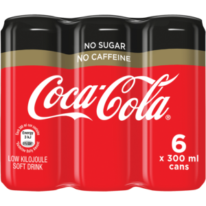 Coca-Cola No Caffeine No Sugar Soft Drink Cans 6 x 300ml