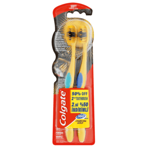 Colgate Charcoal Gold Toothbrush 2 Pack - myhoodmarket
