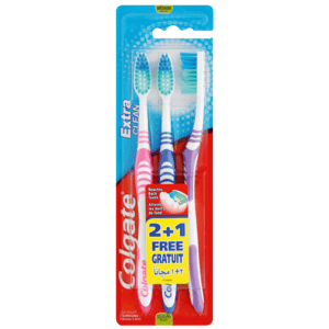 Colgate Extra Clean Medium Toothbrush 3 Pack - myhoodmarket