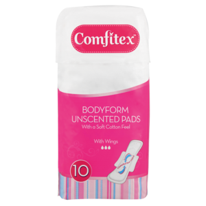 Comfitex Bodyfoam Unscented Pads With Wings 10 Pack