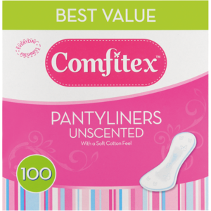 Comfitex Unscented Pantyliners 100 Pack