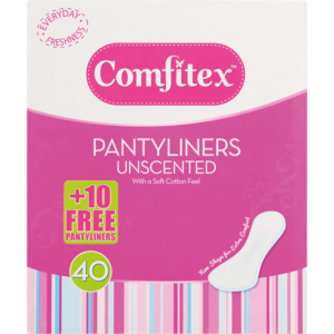 Comfitex Unscented Pantyliners 40 Pack