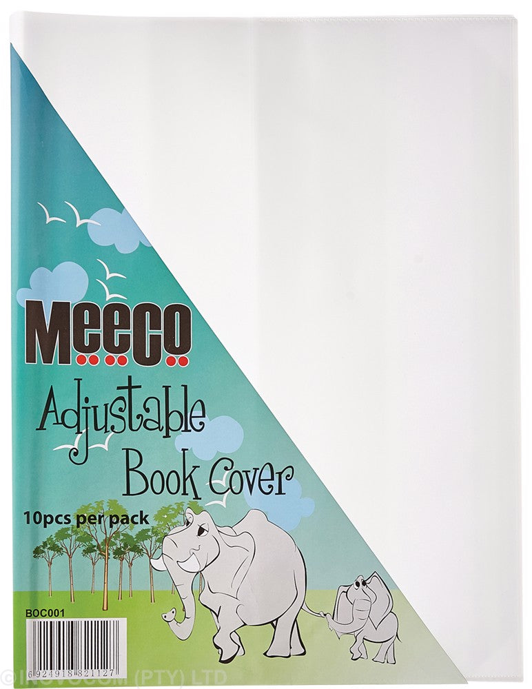 Meeco Heavy Duty Book Cover A4 Adjustable 120 Micron Packet 10 Clear
