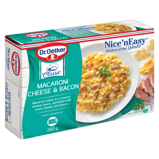 Dr. Oetker Nice 'n Easy Frozen Macaroni Cheese & Bacon Ready Meal 350g