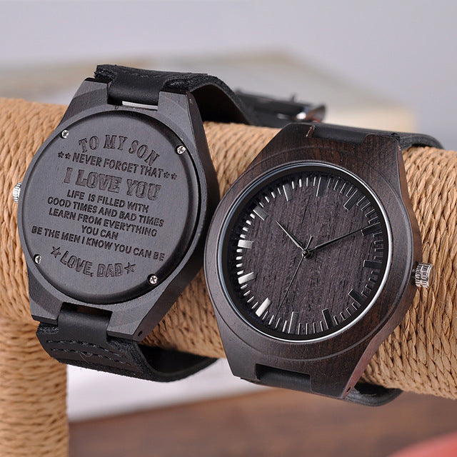 Engraved Wood Watches for Men Personalized Family