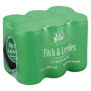 Fitch & Leede's Lemonade Flavoured Sparkling Drink Cans 6 x 200ml