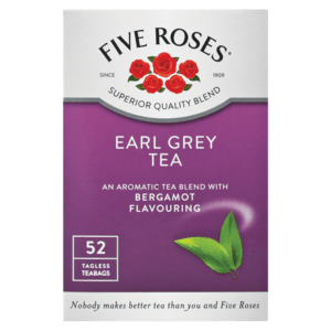 Five Roses Earl Grey Tea Flavoured Tagless Teabags 52 Pack - myhoodmarket