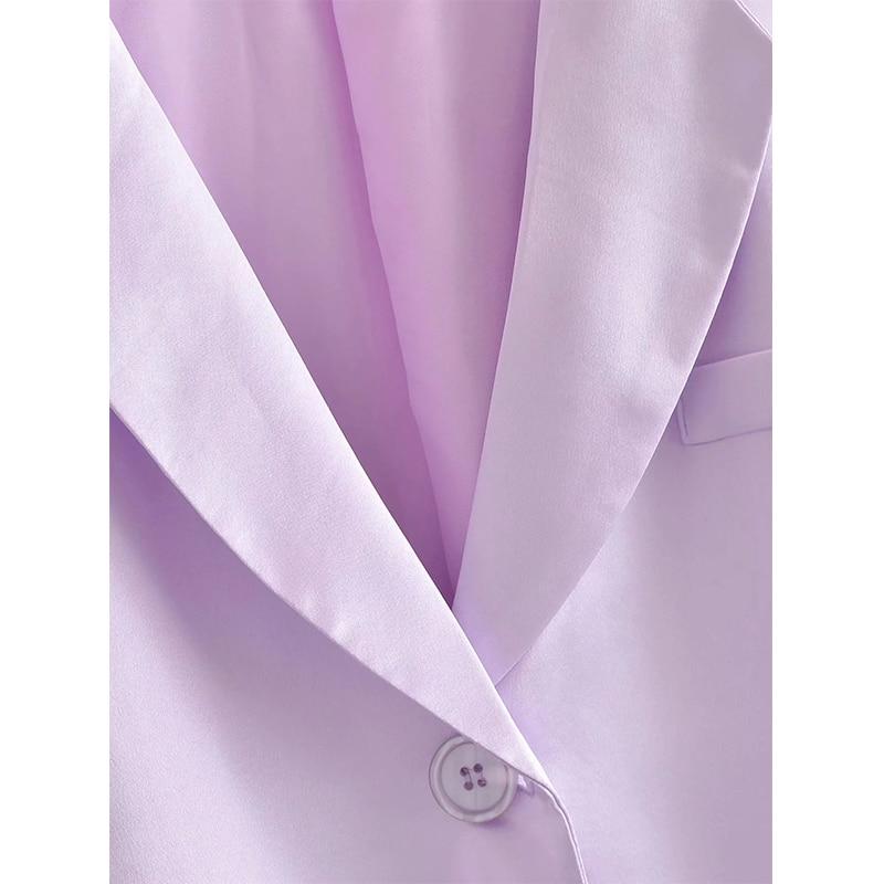 Single Breasted Purple Satin Blazer Jacket