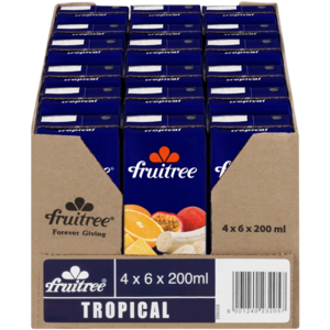 Fruitree Tropical Flavoured Fruit Juice Boxes 24 x 200m