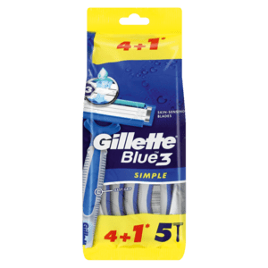 Gillette Blue 3 Simple Easy Grip Disposable Razor 5 Pack - myhoodmarket