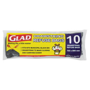 Glad Drawstring Refuse Bags 10 Pack