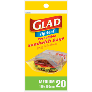 Glad Medium Sandwich Zipper Bags 20 Pack