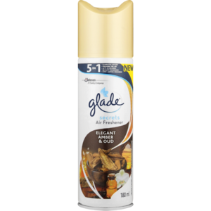 Glade Secrets Elegant Amber & Oud Aerosol Air Freshener 180ml