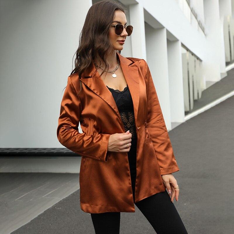 Women High Street Solid Color Blazer Suits