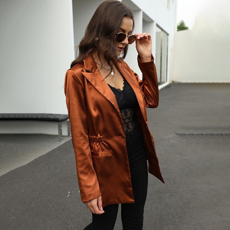 Women High Street Solid Color Blazer Suits