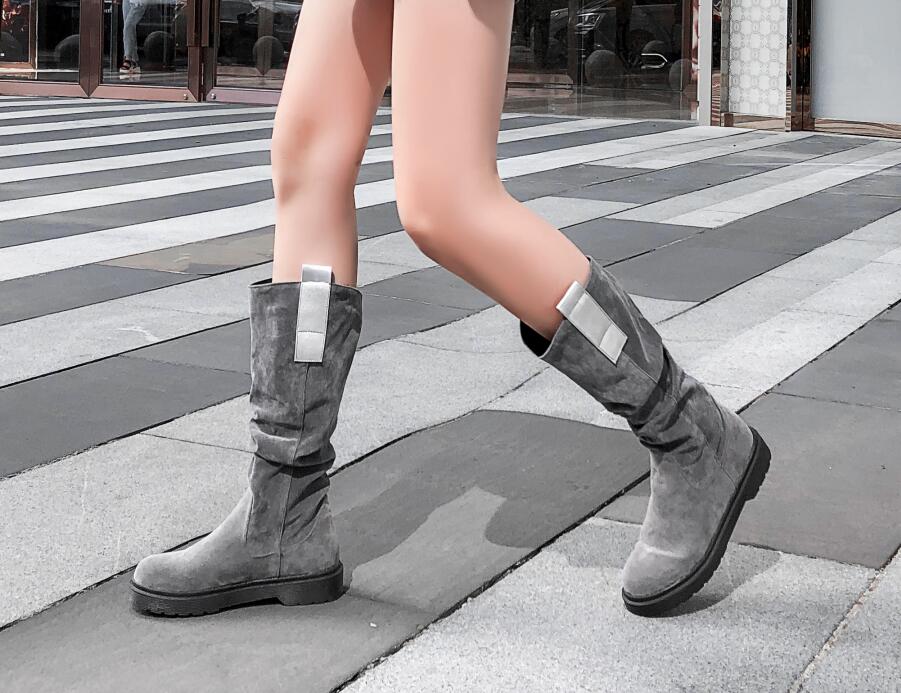 Women Mid-Calf Boots Casual 
Flat Western Cowgirl Shoes Women Fall