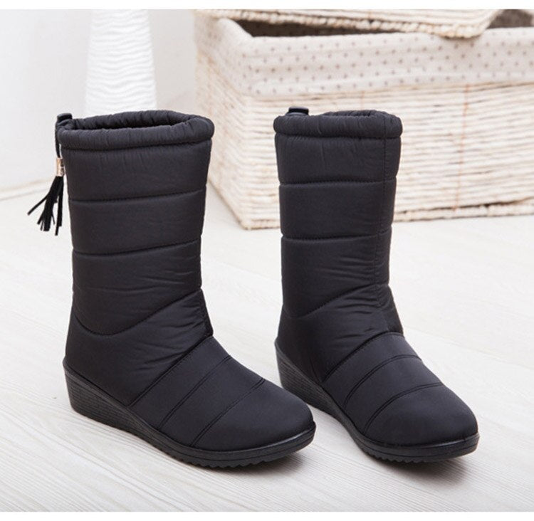 Women Boots Fashion Winter Boots With Wedges Heels Mid-Calf Botas