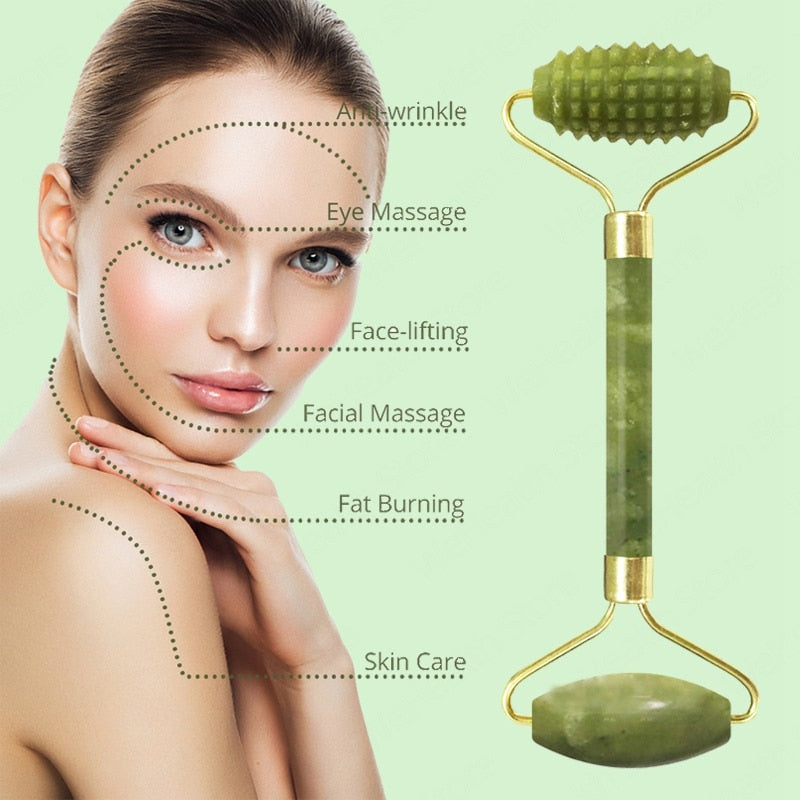 Natural Face Massager Gua Sha Jade Roller Face Massage Tool Set Face For Massager Guasha Facial Neck Skin Beauty Care Set