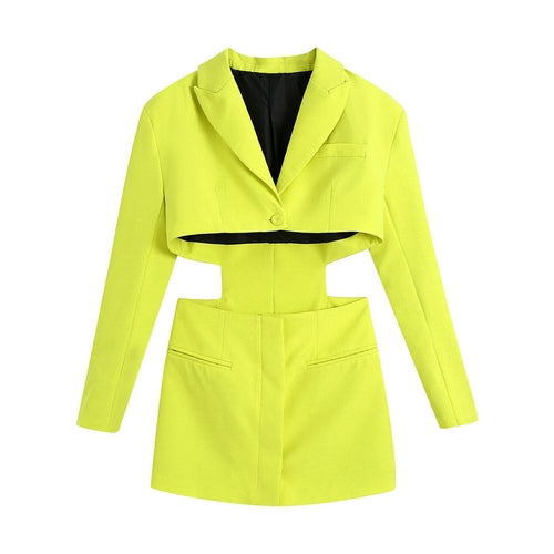 Hollow Out Waist Blazer Jacket Coat