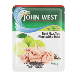 John West Lime & Black Pepper Flavoured Light Meat Tuna Pieces Pouch 85g - myhoodmarket