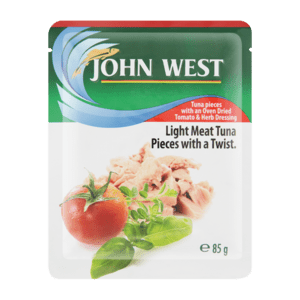 John West Oven Dried Tomato & Herbs Flavoured Light Meat Tuna Pieces Pouch 85g - myhoodmarket