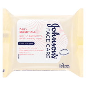 Johnson's Daily Essentials Extra Sensitive Facial Cleansing Wipes 25 Pack - myhoodmarket