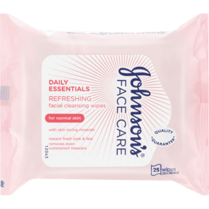 Johnson's Face Care Daily Essentials Refreshing Facial Cleansing Wipes 25 Pack - myhoodmarket