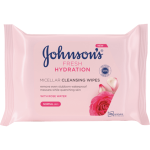 Johnson's Fresh Hydration Micellar Cleansing Wipes With Rose Water 25 Pack - myhoodmarket