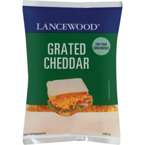 Lancewood Grated Cheddar Cheese Pack 200g