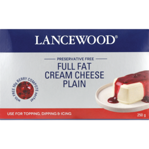 Lancewood Plain Full Fat Cream Cheese 500g With Free Berry Compote Sachet 50g