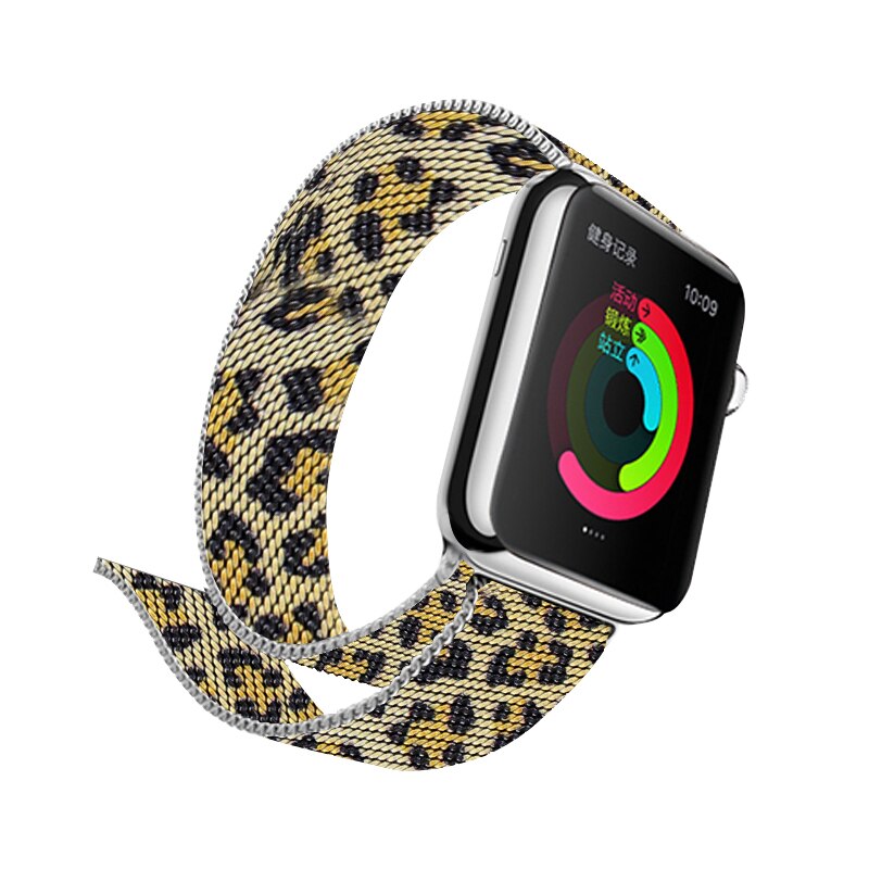 Leopard Point Watch Band 40mm Milanese Loop 44mm