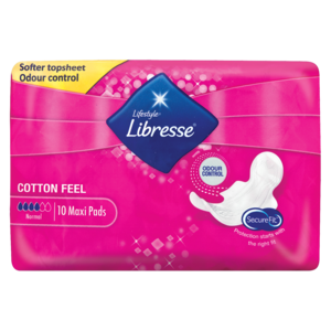 Libresse Cotton Feel Normal Unscented Maxi Pads 10 Pack